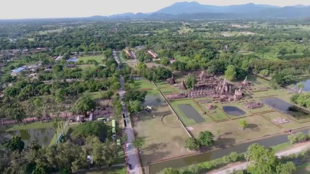 Aerial Shot Sukhothai Historical Park Unesco World Heritage Site Thailand — Video
