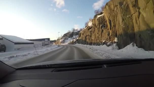 Sunrise Sunset Happening Same Time North Earth Driving Beautiful Road — Stockvideo