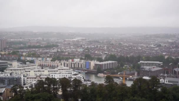 Foggy View Bristol Houses Harbourside Development — Stock Video