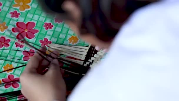 Bamboo Basketry Handmade Bamboo Basketwork Thailand Bamboo Handcrafting — Stok video