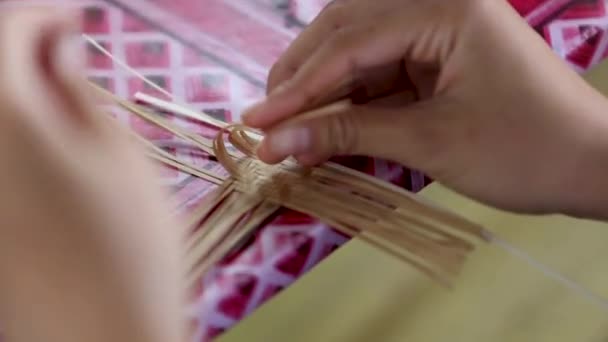 Bamboo Basketry Handmade Bamboo Basketwork Thailand Bamboo Handcrafting — 图库视频影像