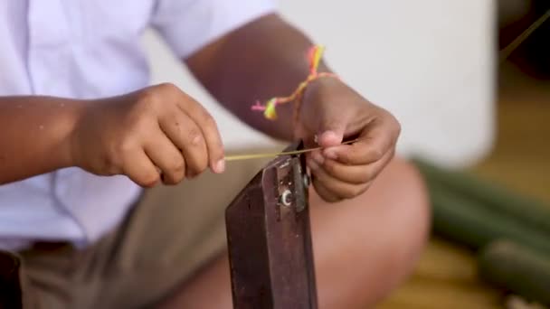 Bamboo Sharpener Wood Sharpener Traditional Bamboo Sharpener Handcrafting — Stock video