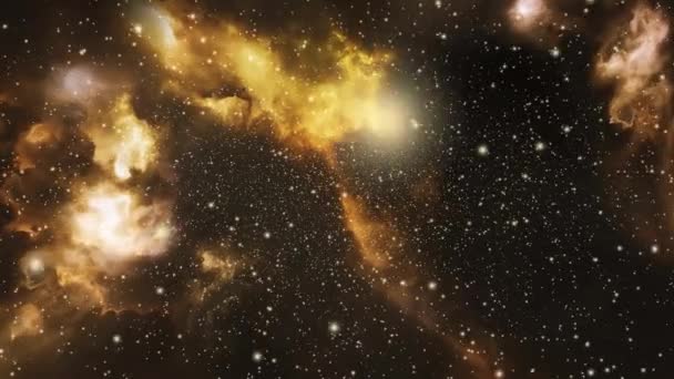 Flying Deep Space Yellow Nebula Distance — Stockvideo