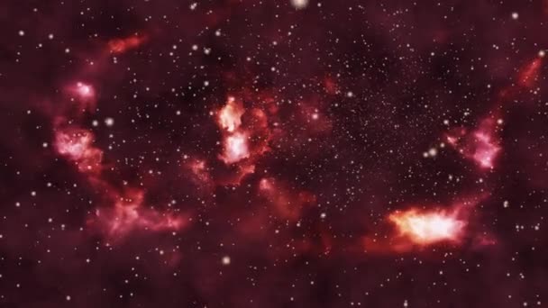 Пролітає Крізь Глибокий Космос Червоної Туманності Відстані — стокове відео
