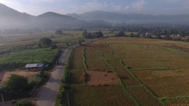 Countryside Village Mountain Village Phrae Province Thailand Aerial Shot — Stockvideo