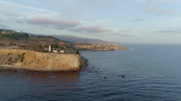 Vidéo Aérienne Coucher Soleil Célèbre Phare Point Vicente Los Angeles — Video