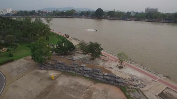 Aerial Shot Surat Thani River City Surat Thani Province Thailand — Vídeo de stock