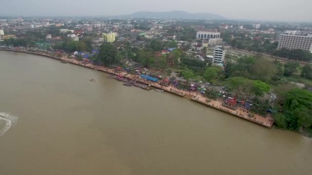 Aerial Shot Surat Thani River City Surat Thani Province Tailandia — Vídeos de Stock