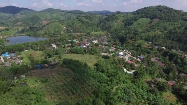 Countryside Village Mountain Village Phrae Province Thailand Aerial Shot — Stockvideo