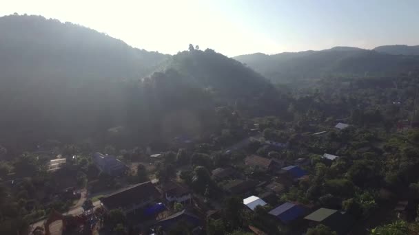 Countryside Village Mountain Village Phrae Province Thailand Aerial Shot — Stockvideo