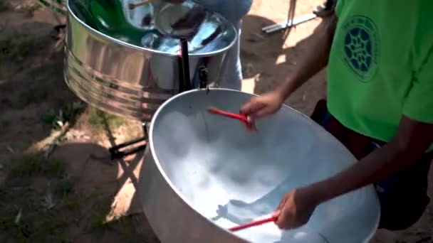 Closeup Steelband Drumming — 图库视频影像