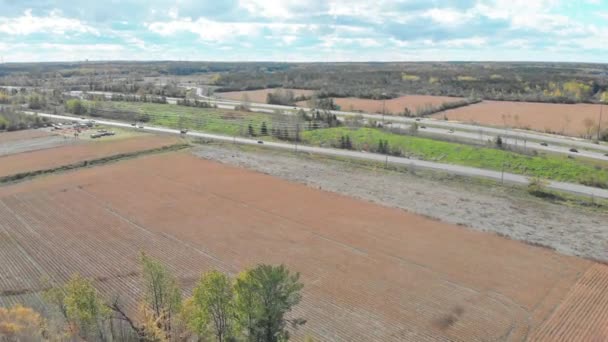 Aerial Footage Ottawa Ontario Facing Lane Highway Road Lots Vehicles — Stok Video