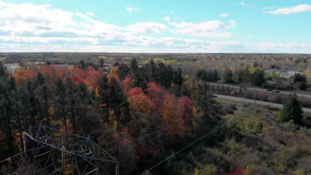 Circling Lower Tall Hydro Lines Just Ottawa Ontario Going Them — Wideo stockowe