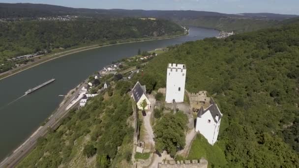 Drone Flight Close Old Castle Mountain German Village — Video Stock