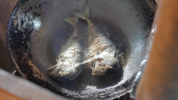 Fried Mackerel Fried Thai Mackerel — Stok video