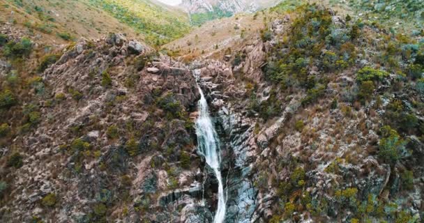 Aerial Shot Waterfall Tasmania Shot Slowly Drops Flow Water — Stock videók