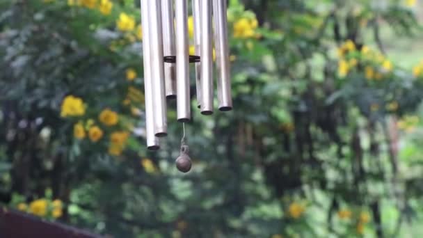 Slow Motion Video Swinging Wind Chimes — Stock Video