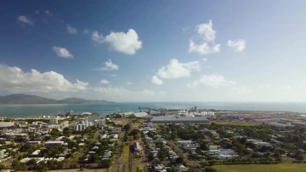 Drone Footage Showing Industrial Port Area Townsville Australia Magentic Island — Stock Video