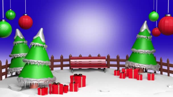 Christmas Noel Celebration Video Xmas Red Gift Box Trees Animation – Stock-video