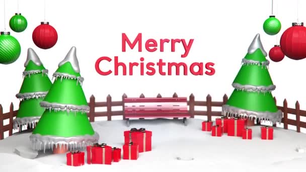 Veselé Vánoční Scény Vánocemi Noel Tree Red Gift Box Modrém — Stock video