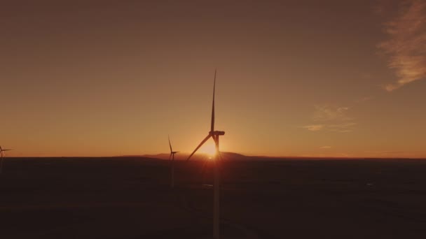 Aerial Shots Wind Farm Calhan Colorado Sunset — Vídeos de Stock