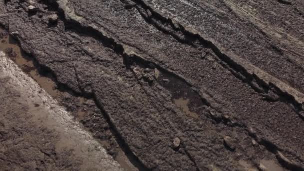 Aerial Drone View Flying Stony Shoreline Andrews Bay Tilting Rocks — 비디오