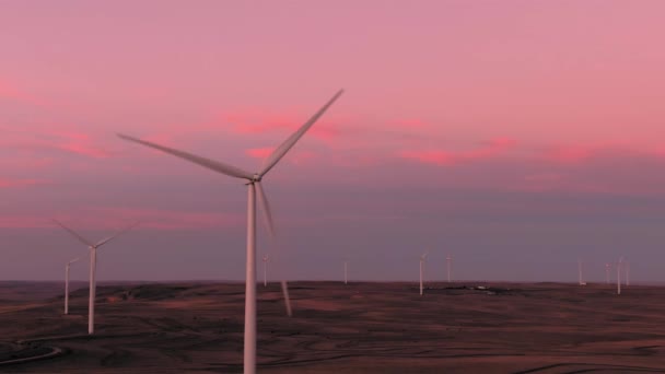 Aerial Shots Wind Farm Calhan Colorado Sunset — Stock video