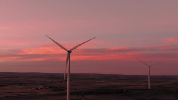 Luftaufnahmen Eines Windparks Der Nähe Von Calhan Colorado Bei Sonnenuntergang — Stockvideo