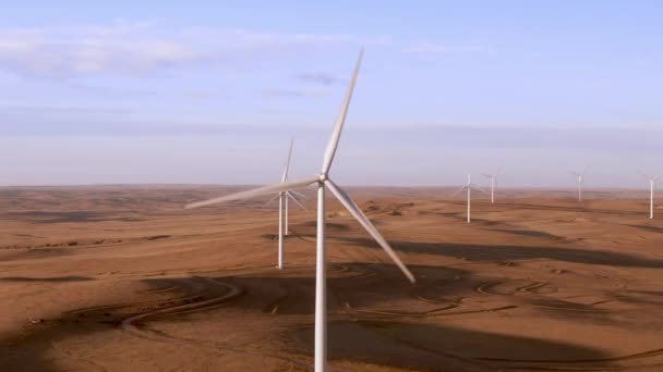 Aerial Shots Wind Farm Calhan Colorado Sunset — Vídeo de stock