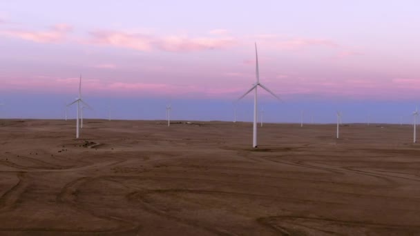Aerial Shots Wind Farm Calhan Colorado Sunset — Vídeo de Stock