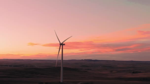 Luftaufnahmen Eines Windparks Der Nähe Von Calhan Colorado Bei Sonnenuntergang — Stockvideo