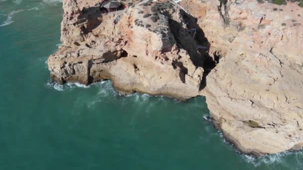 Aerial View Carvoeiro Cave Coast — Vídeo de Stock