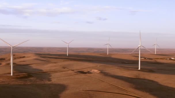 Scatti Aerei Parco Eolico Vicino Calhan Colorado Intorno Tramonto — Video Stock