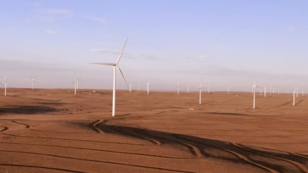 Aerial Shots Wind Farm Calhan Colorado Sunset — Stockvideo