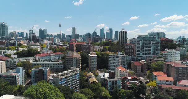 Rising Aerial Shot City Sydney Australia Sunny Day — ストック動画