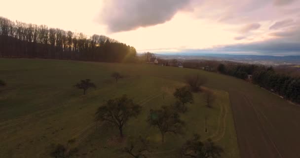 Drone Flight Hill Sunset — Wideo stockowe