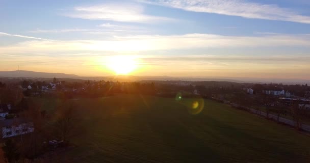 Droneshot Winter Field Sunset — Vídeo de stock