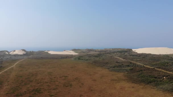 Aerial View Dunes North Sea Shoreline Rubjerg Knude Lkken Denmark — Vídeos de Stock