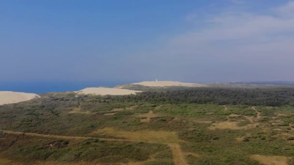 Aerial View Lighthouse Rubjerg Knude North Sea Denmark — Stockvideo