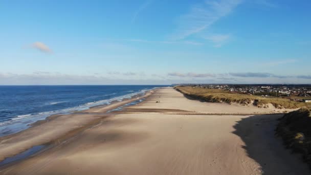 Luchtfoto Van Noordzeekust Buiten Lkken Denemarken — Stockvideo