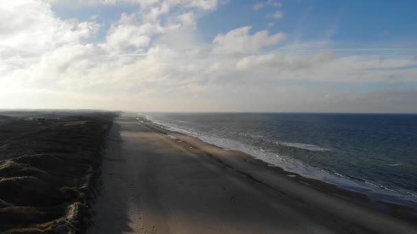 Aerial View North Sea Shoreline Lkken Denmark — Αρχείο Βίντεο