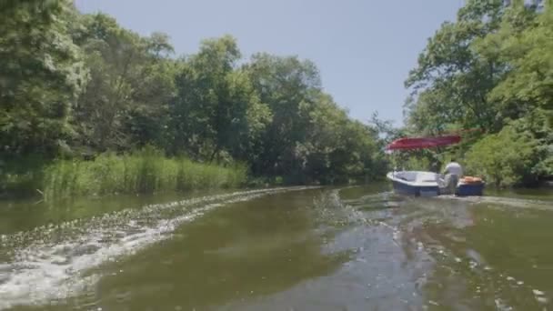 Meeting Another Boat River Cruise — Vídeo de stock