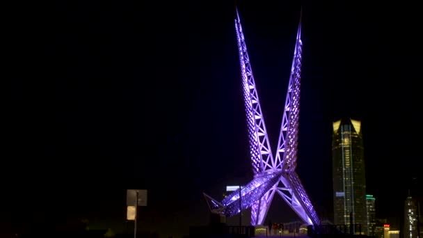 Oklahoma City Sky Dance Bridge Expressway Skyline Night Okc — Video