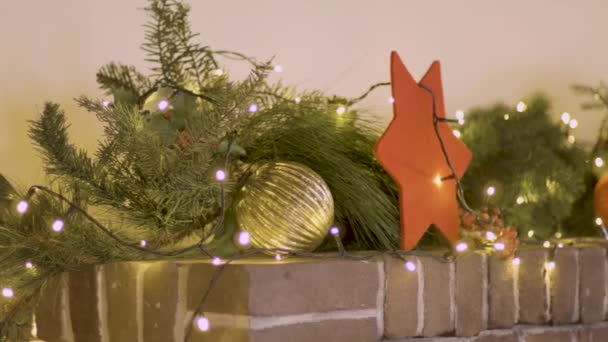Christmas Decorations Chinmey Living Room — Stock video