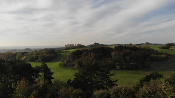 Aerial View Soft Green Hills Beautiful Sun Odsherred Denmark — Vídeo de Stock