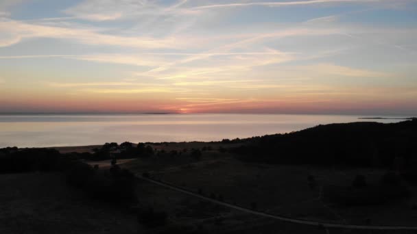 Aerial View Sejerbugten Hills Fields Trees — Wideo stockowe