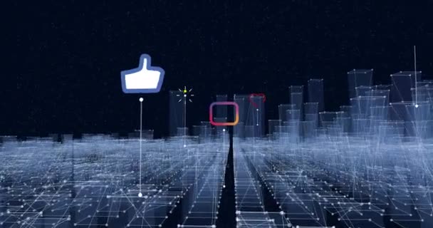 Social Networ Interactions City Skyline — Vídeos de Stock
