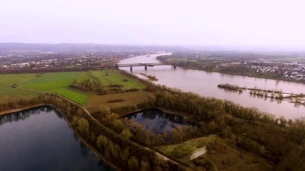 Aerial Drone View River Lake — Stockvideo