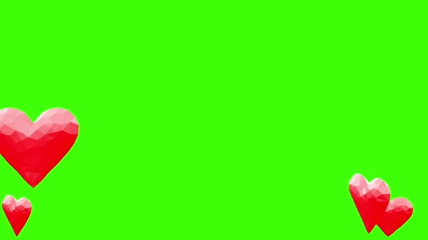 Toon Hearts Flow Both Side Screen Video Green Screen Valentine — Video Stock