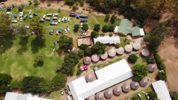 Drone Fly District Road Establishment Bungalows Camp Area — стокове відео